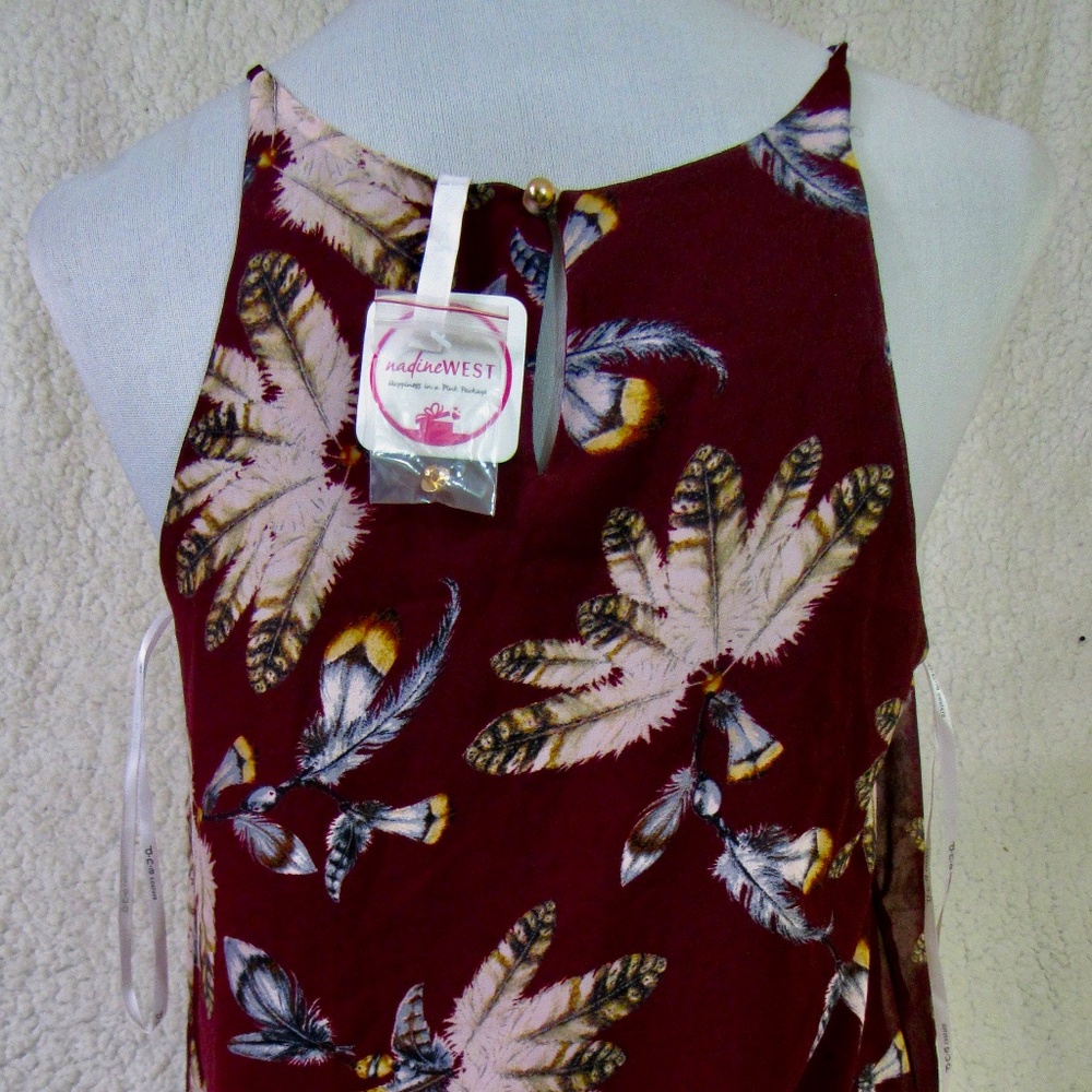 DNA Couture Sleeveless Burgundy Red Sheer‎ Summer Blouse